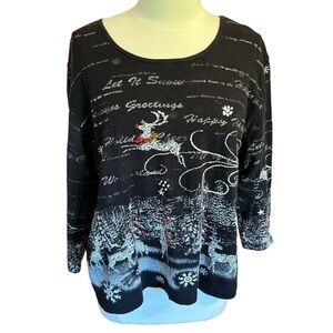 Holiday Traditions Cotton Christmas Sweater Beads & Sequin Detail Fits LRG/XL‌‌‌